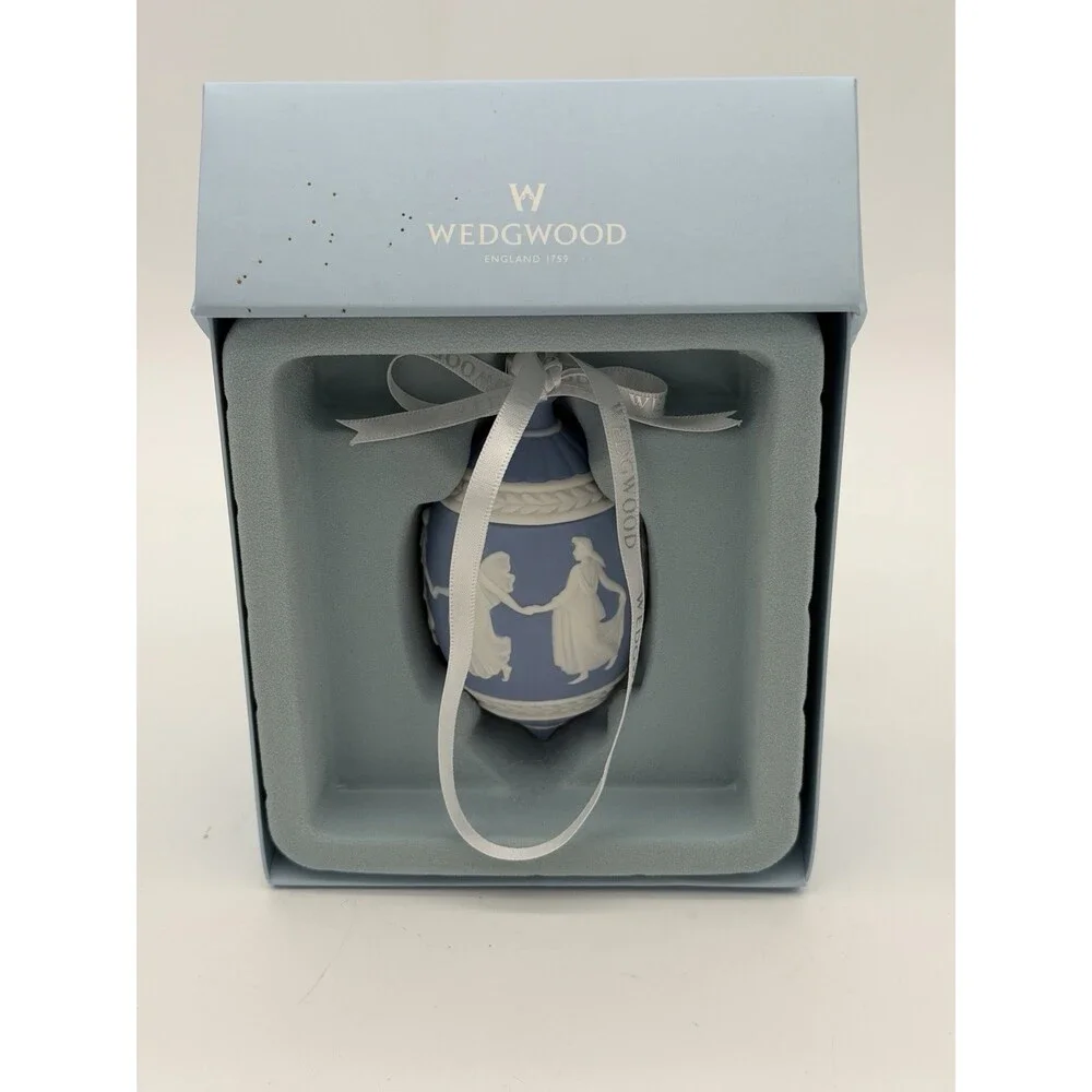Wedgwood Jasperware Dancing Hours Blue/white Christmas Ornament Porcelain